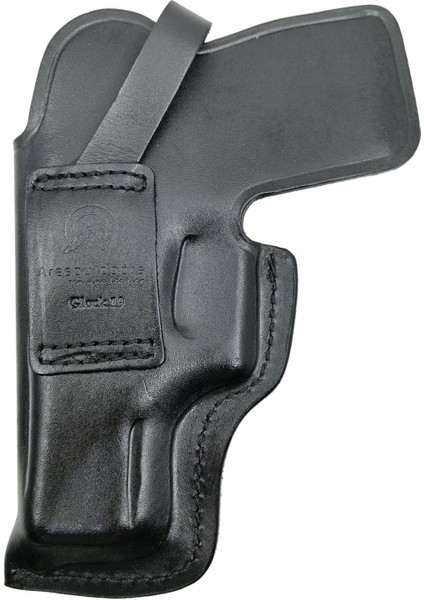 Glock 19 Için Uygun Siyah Gerçek Deri Namlu Ucu Kapalı Kemeriçi Silah Kılıfı