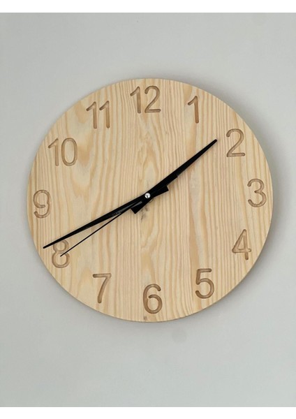 Doğal Ahşap Saat, Iskandinav Tarzı, Ekru, Şık ve Zarif Tasarım
