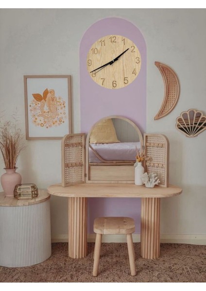 Doğal Ahşap Saat, Iskandinav Tarzı, Ekru, Şık ve Zarif Tasarım fırsatları