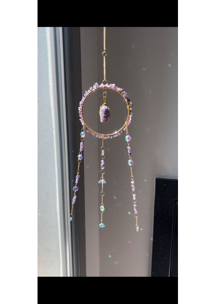 Ametist Sun Catcher 7 - Güneş Tutucu, Güneş Yakalayıcı, Doğal Ametist Taşlı, El Yapımı fiyatları