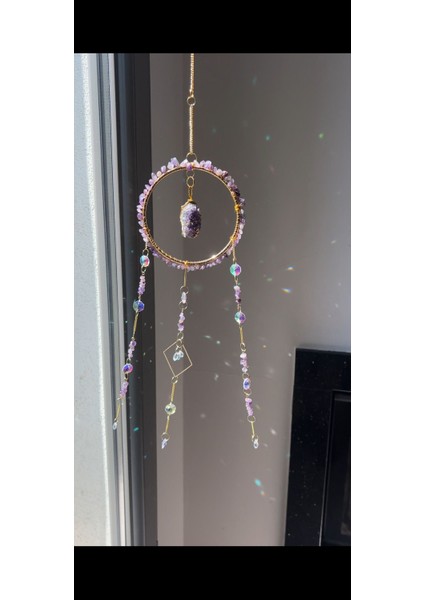 Ametist Sun Catcher 7 - Güneş Tutucu, Güneş Yakalayıcı, Doğal Ametist Taşlı, El Yapımı fırsatları