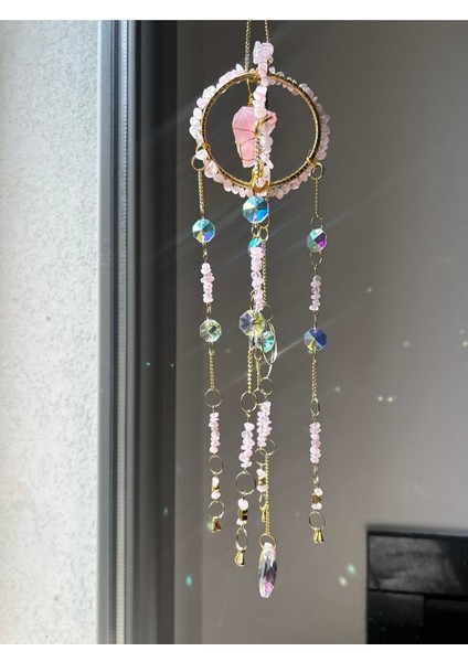 Pembe Kuvars Sun Catcher 8 - Güneş Tutucu, Güneş Yakalayıcı, Doğal Taşlı, El Yapımı fiyatları