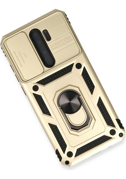 Xiaomi Redmi Note 8 Pro Kılıf Pars Lens Yüzüklü Silikon - Gold Drstr