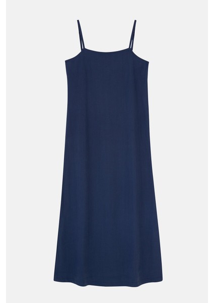 Basic Tencel™ Uzun Elbise - Lacivert