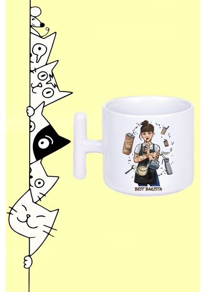 Best Barista En Iyi Barista Tasarım Baskılı Beyaz T Sap Kupa Bardak