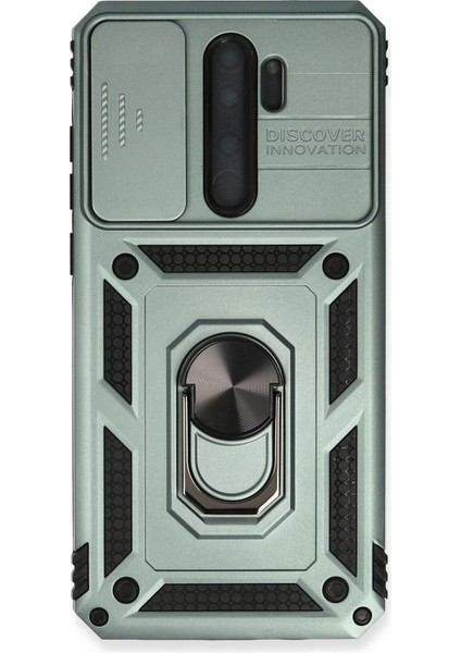 Xiaomi Redmi Note 8 Pro Kılıf Pars Lens Yüzüklü Silikon - Yeşil Drstr