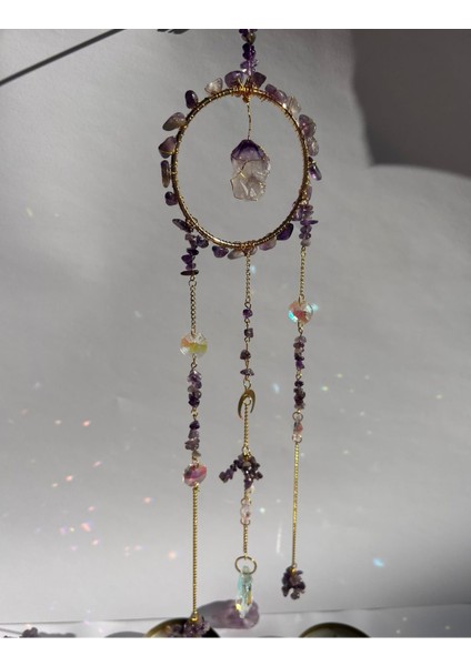 Ametist Sun Catcher 2 - Güneş Tutucu, Güneş Yakalayıcı, Doğal Ametist Taşlı, El Yapımı
