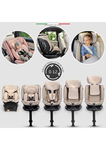 Stradafix 360° Dönen I-Size Oto Koltuğu Isofix 40-150 cm 0-36 kg Gri