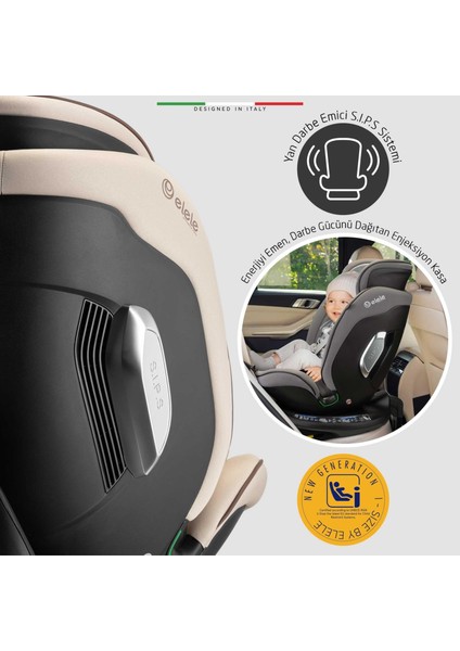 Stradafix 360° Dönen I-Size Oto Koltuğu Isofix 40-150 cm 0-36 kg Gri