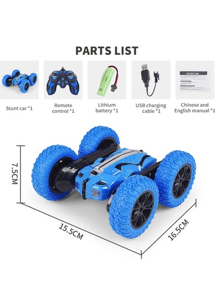 Uzaktan Kumandalı 360° Şarjlı Çift Yönlü Akrobat Araba Akrobat Araba Çılgın Stunt Rc Araba