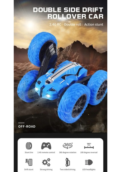 Uzaktan Kumandalı 360° Şarjlı Çift Yönlü Akrobat Araba Akrobat Araba Çılgın Stunt Rc Araba