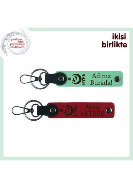Öğretmenler Günü Için Anlamlı Hediye Ayyıldız Kurt Göktürk Temalı – Isimli Anahtarlık, Yeşil-Kırmızı