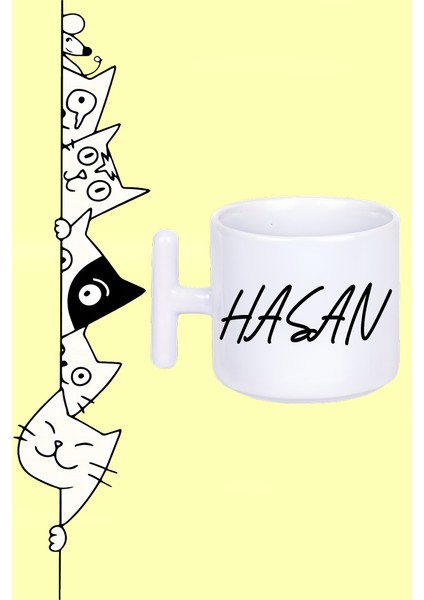 Kişiye Özel Isim Tasarım Baskılı Beyaz T Sap Kupa Bardak