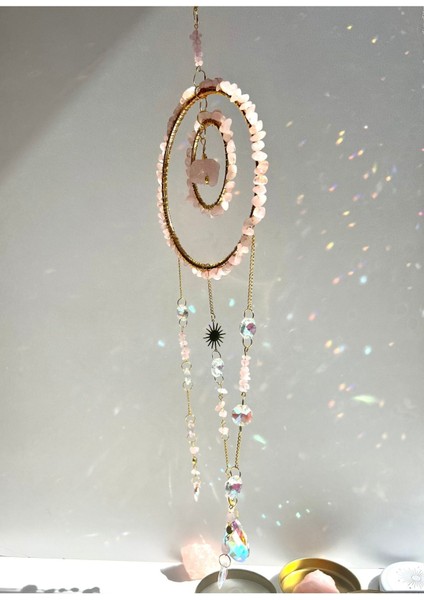 Pembe Kuvars Sun Catcher 4 - Güneş Tutucu, Güneş Yakalayıcı, Doğal Taşlı, El Yapımı modelleri