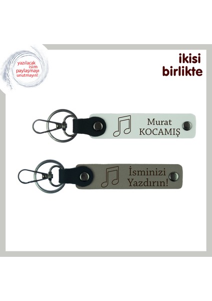 Sahnedeki Yıldızlara Minnetle Hazırlanan Hatıra, Nota Figürlü Anahtarlık Seti, Beyaz-Kül Gri