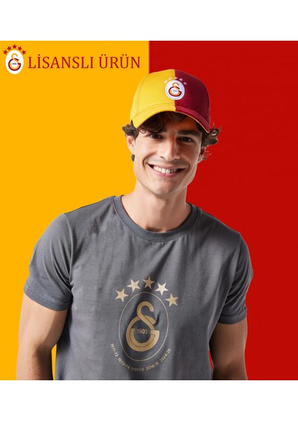 Lisanslı Şampiyonluk Özel Sarı Kırmızı 5 Yıldız Parçalı Şapka