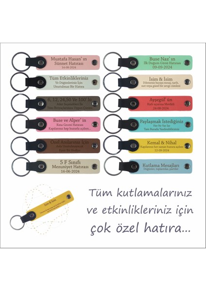 Karne Gününde Dağıtılacak Süper Hediye, 14'lü Anahtarlık Set, Isme Özgü Hatıralık, Beyaz & Gri