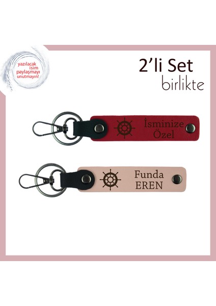 Eşe Tarz Sahibi ve Duygusal Bir Hatıra, Gemi Figürlü Anahtarlık Seti, Kırmızı-Yavru Ağzı