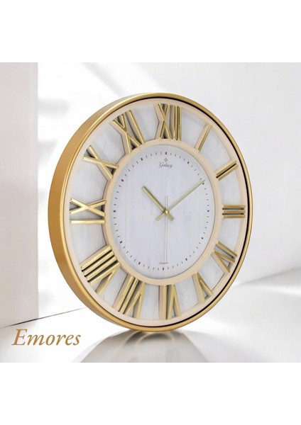 Krem Renkli 43 cm Dekore Roma Rakamlı Şık Duvar Saati