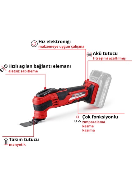 Akülü Raspalama VARRITO Power X-Change (Li-Ion, 18V, 11000-20000 dak.-1, hızlı hareket kilidi, 12 yönlü ayarlanabilir alet tutucu, akü ve şarj cihazı dahil değildir) - 4465160
