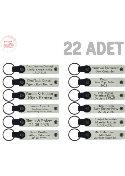 Anaokulu Anısı Için Üzerinde Isim Yazılı Anahtarlık 22’li Set, Miniklere Çok Özel Hediye, Beyaz