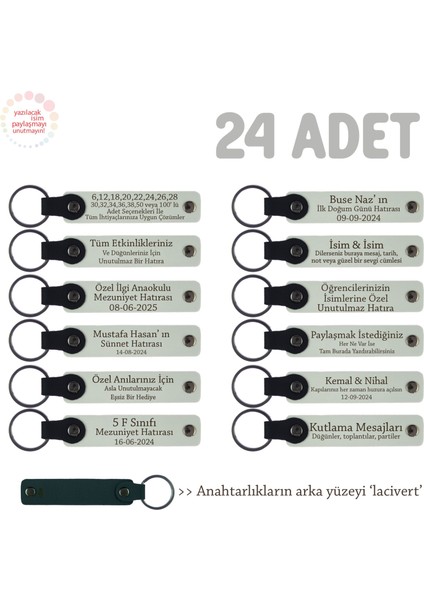 Doğa Yürüyüş Grubu Için Isim Yazlıabilen Hatıra Anı Anahtarlık 24’lü Set, Beyaz & Lacivert