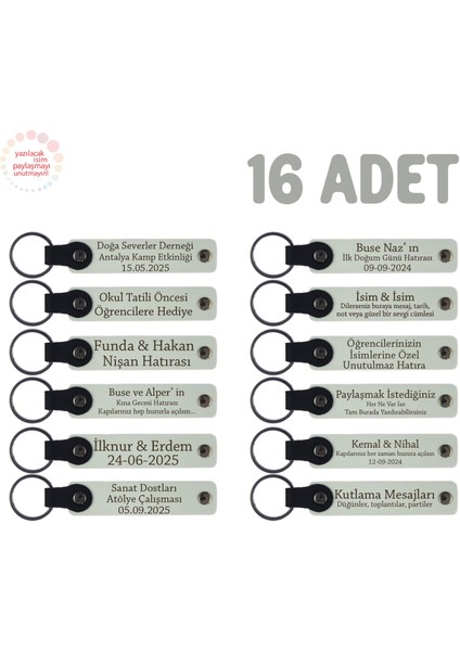 Sınıf Öğretmeninden Minik Öğrencilerine Özel Mesajlı Karne Hediyesi Anahtarlık 16’lı Set, Beyaz