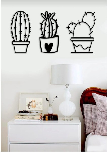 3’lü Kaktüs Set |duvar Dekor Süsü | Ahşap Dekoratif Tablo | 40*60 cm | TB2030