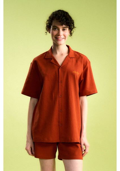 Güneş Müslin Şort - Kiremit modelleri