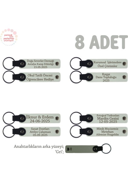 Müzikal Topluluklara Özel Hediyelik Anı Anahtarlıkları 8' Li Set Takım, Beyaz & Gri