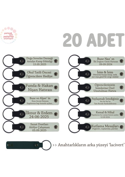 Radyo ve Televizyon Bölümü Öğrencileri Için Isme Özel Anahtarlık, 20'li Set, Beyaz & Lacivert