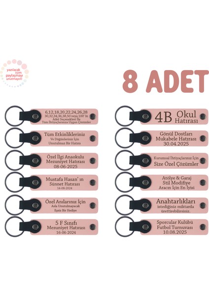 Öğretmenden Mezun Olan Miniklere, 8’li Set, Üzerine Isim Yazılabilen Deri Hatıra, Pudra