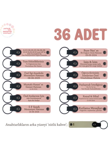 Sektörel Fuar Katılımcılarına Promosyon Ürünü, 36'lı Set, Deri Anahtarlık, Pudra & Sütlü Kahve