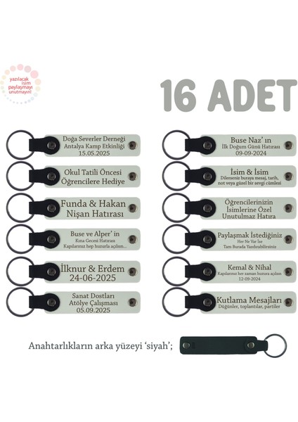 Babalar Günü Için Üzerine Isim ve Özel Mesaj Yazılabilen, 16'lı Anahtarlık, Beyaz & Siyah
