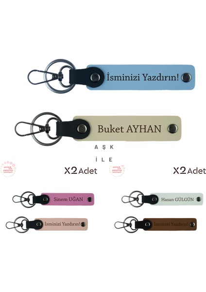 Yol Arkadaşınla Paylaşacağın Hatıra, Karavan Motifli Anahtarlık X2’li, Isim Yazılı, Nar-Koyu Kahve