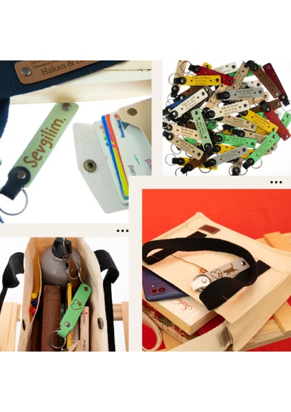 Doğum Günü Kutlama Hediyesi, 16'lı Set, Kişiye Özgü Deri Hatıra Anahtarlık, Mor Menekşe & Gri modelleri