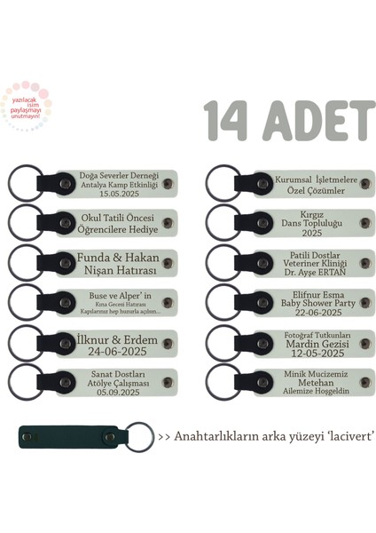 Mevlit Hatırası Için Üzerinde Isim Yazılabilen Hediyelik Anahtarlık 14’lü Set, Beyaz & Lacivert