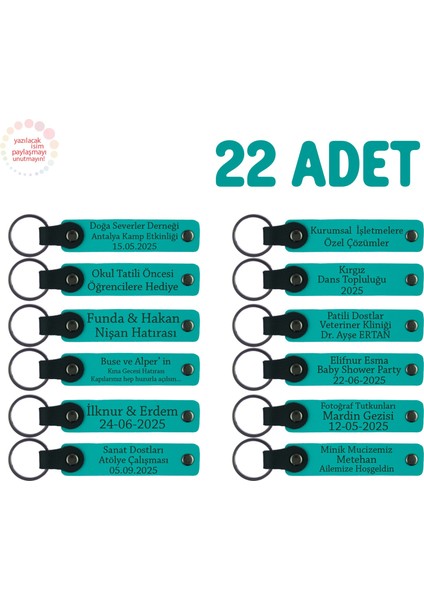 Anaokulu Için Isim Yazılı Karne Hatırası Anahtarlık 22’li Set, Değerli Öğrencilere Özel, K Turkuaz
