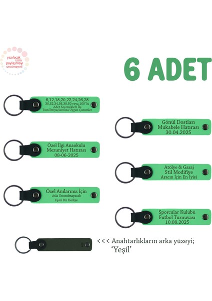 Bebek Mevlütüne Katılan Misafirlere, 6'lı Set, Isim Yazılabilir Anlamlı Anahtarlık, F Yeşil & Yeşil