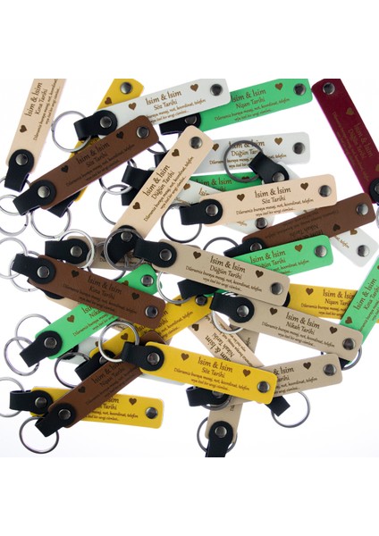 Kamp Arkadaşlarına Anı Olarak, 18'li Set, Kişisel Mesajlı Deri Anahtarlık, Pudra & Lacivert fiyatları