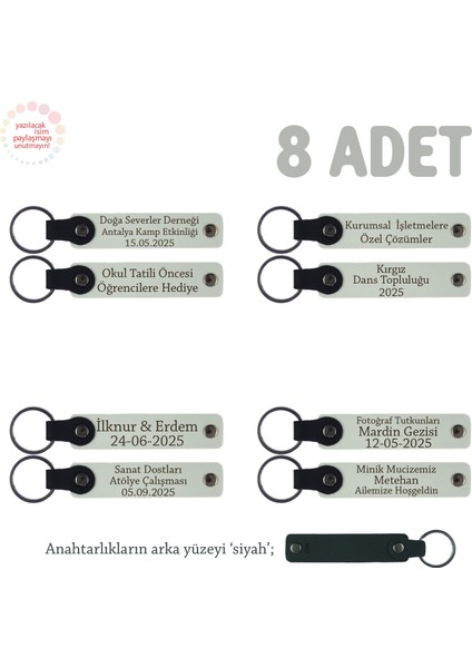 Karne Hediyesi Için Tüm Sınıfa Özel, 8' Li Set, Hediyelik Hatıra Anahtarlığı, Beyaz & Siyah