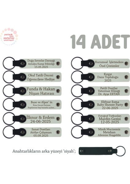 Bebek Ziyaretine Gelenlere Hediyelik Isim Mesaj Yazılabilen, 14'lü Anahtarlık, Beyaz & Siyah