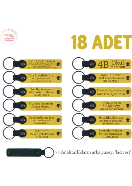 Sarı & Lacivert, Aile Değerini Yansıtan Küçük Armağan, 18’li Set, Kişiye Özgü Yazılı Deri Hatıra