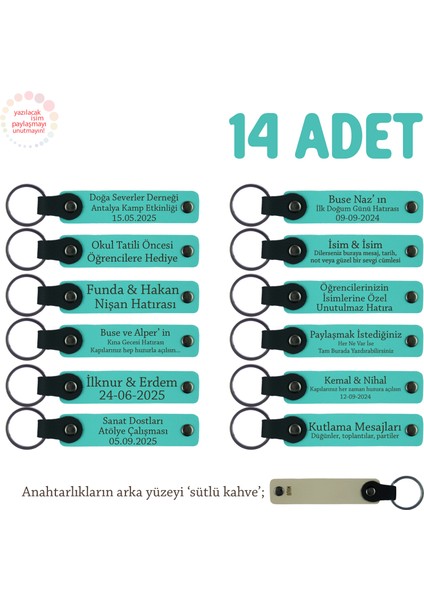 Bilgisayar Eğitimi Katılımcılarına Hediye, Isim Yazılı 14'lü Set Anahtarlık, Turkuaz & Sütlü Kahve
