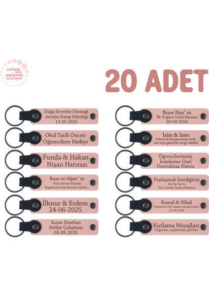 Tüm Sınıfa Aynı Anda Hediye Sunmak Için, 20’li Set, Isim Yazılabilir Deri Hatıra, Pudra