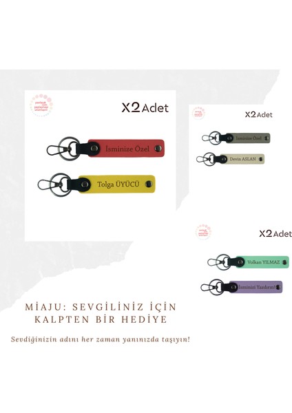 Baba ve Oğula Uygun, Gemi Temalı Deri Anahtarlık Seti, Kişiselleştirilebilir, Kırmızı-Koyu Kahve
