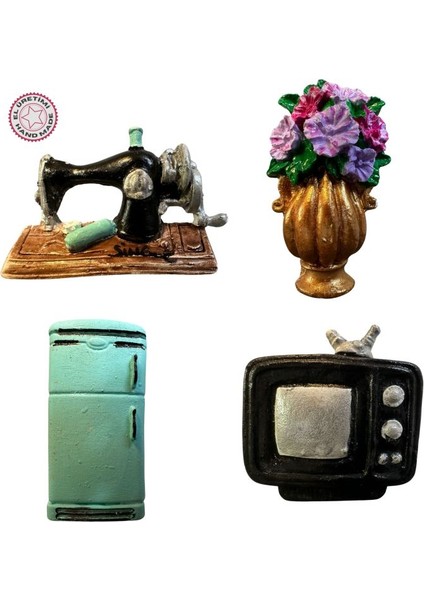 9953 El Yapımı 4'lü tematik Minyatür Eşyalar Magnet