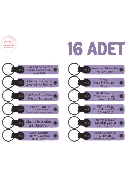 Öğretmeninden Öğrencilerine Mesajlı Karne Anı Anahtarlık 16’lı Set, Tüm Sınıfa Hediye, Mor Menekşe