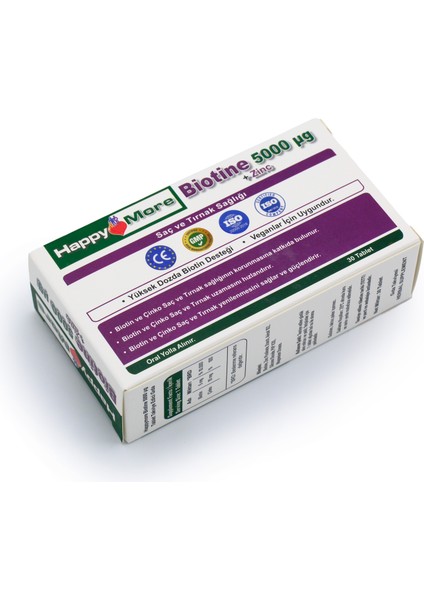 HappyMore Biotin ve Çinko içeren 30 Tablet Takviye Edici Gıda