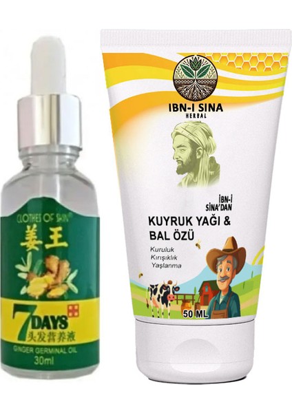 7 Days Saç Uzatmaya Büyütmeye Serum + İbn-i Sina Kuyruk Yağlı Bal Özlü Krem